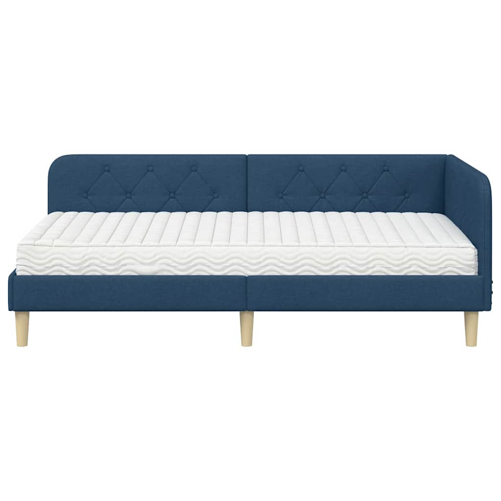 Estructura de cama en esquina Azul 100 x 200 cm tela