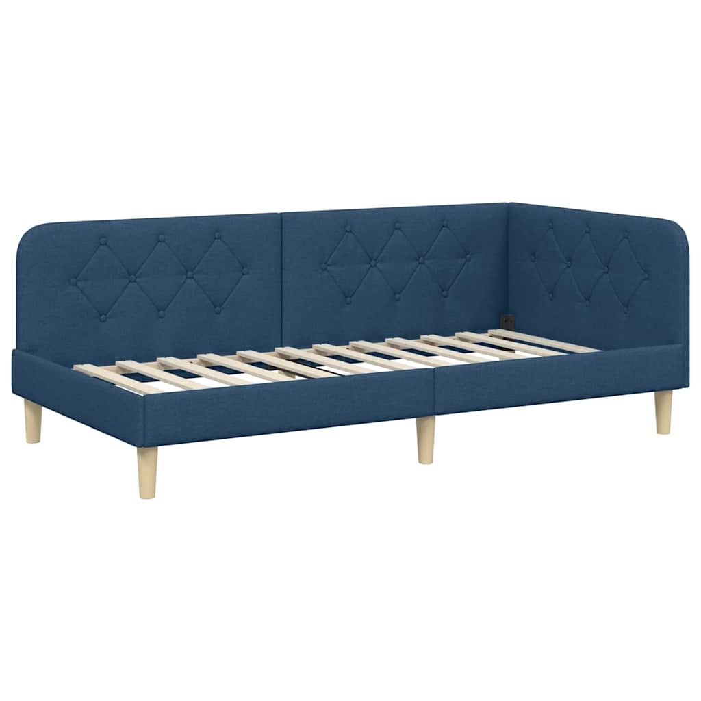 Estructura de cama en esquina Azul 100 x 200 cm tela