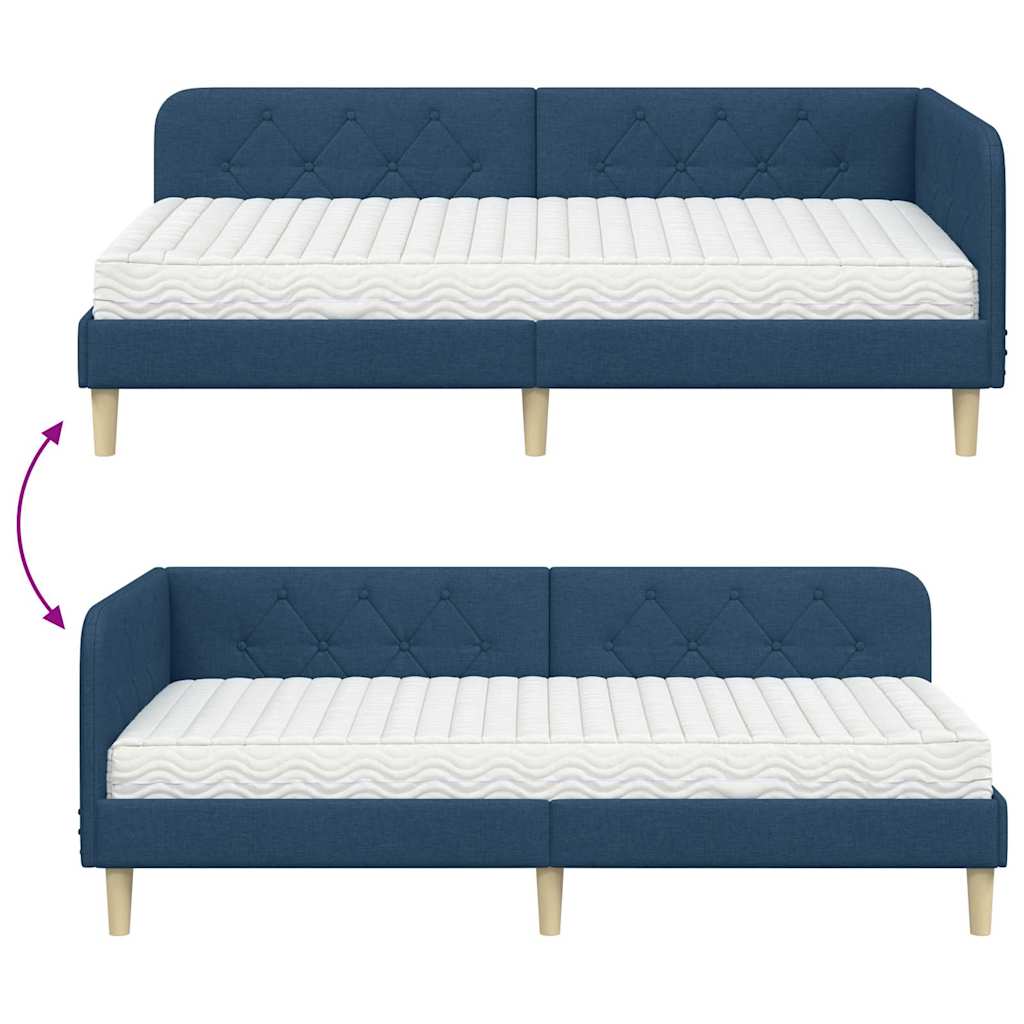 Estructura de cama en esquina Azul 100 x 200 cm tela