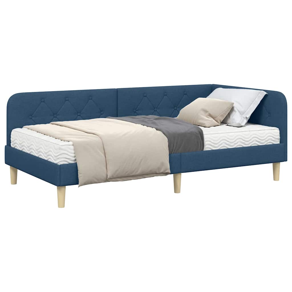 Estructura de cama en esquina Azul 100 x 200 cm tela