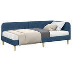 Estructura de cama en esquina Azul 100 x 200 cm tela