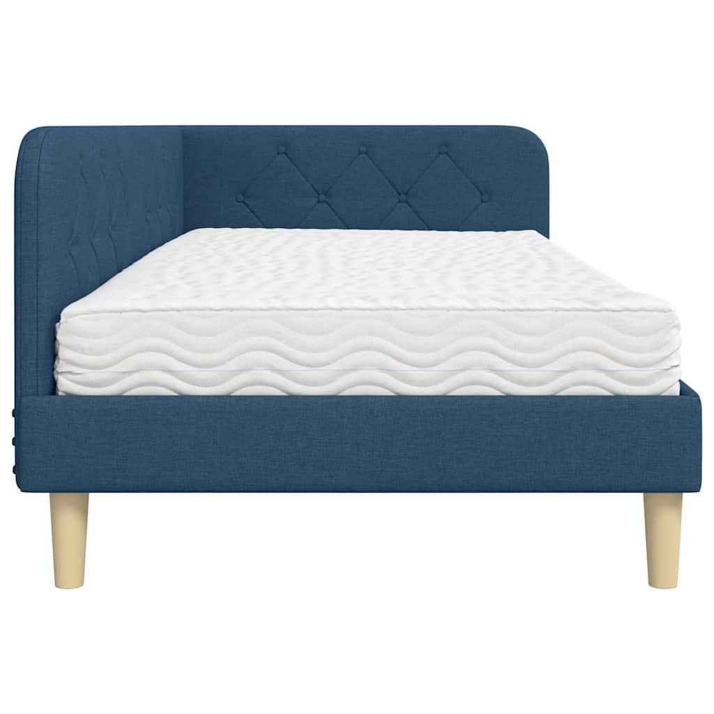 Estructura de cama en esquina Azul 100 x 200 cm tela