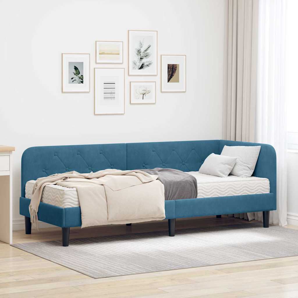 Estrutura de Cama de Canto Amarela 100 x 200 cm Veludo