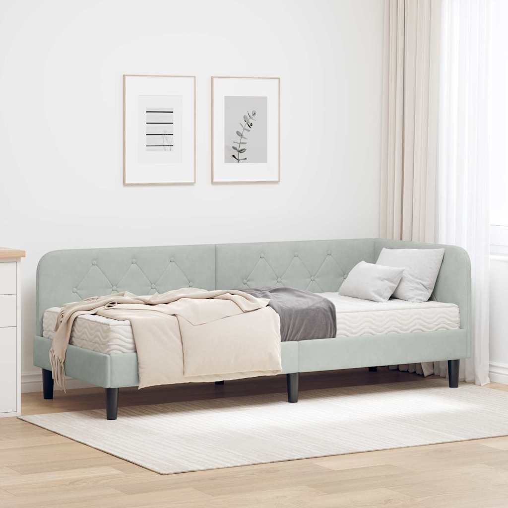 Estrutura de Cama de Canto Amarela 100 x 200 cm Veludo