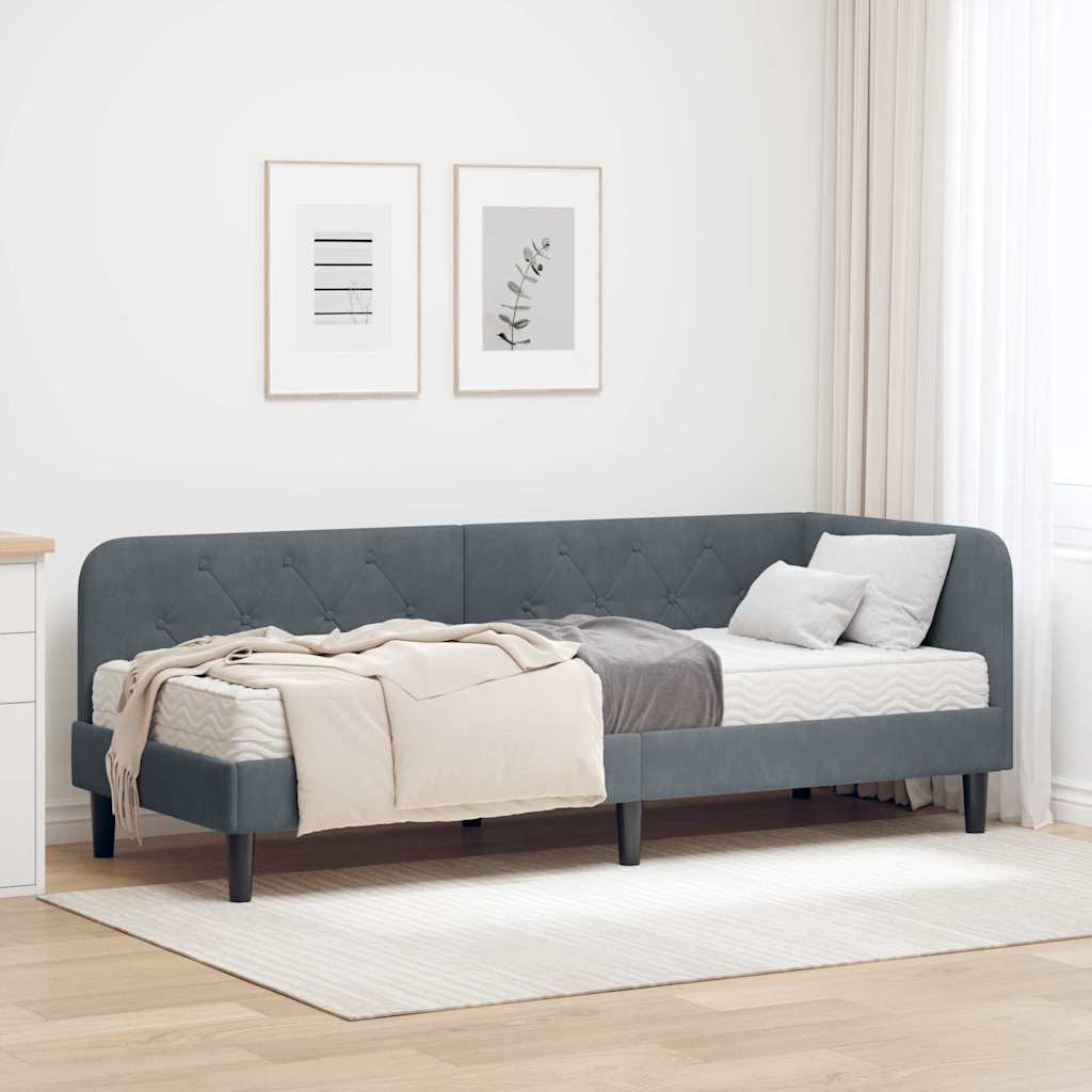 Estrutura de Cama de Canto Amarela 100 x 200 cm Veludo