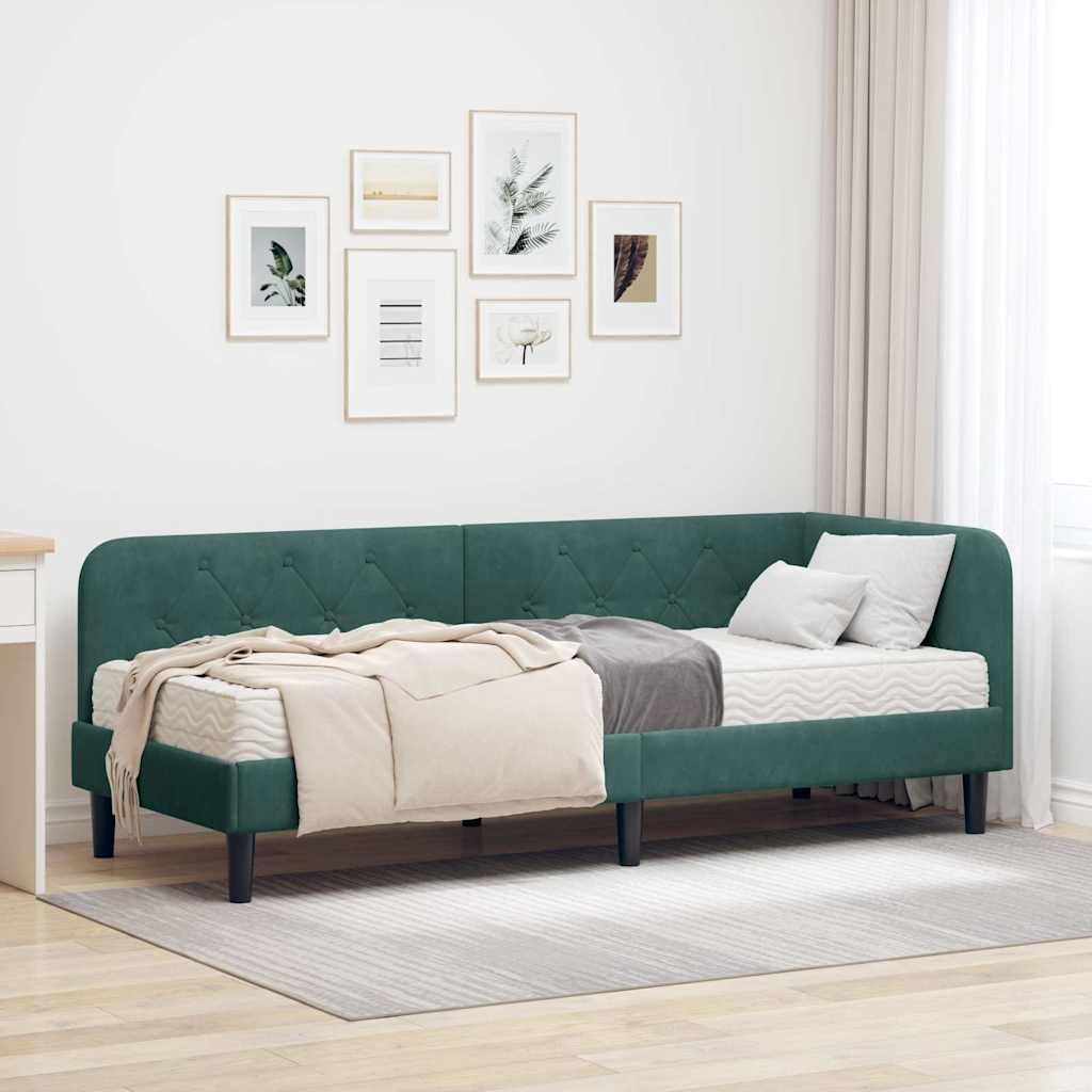 Estrutura de Cama de Canto Amarela 100 x 200 cm Veludo