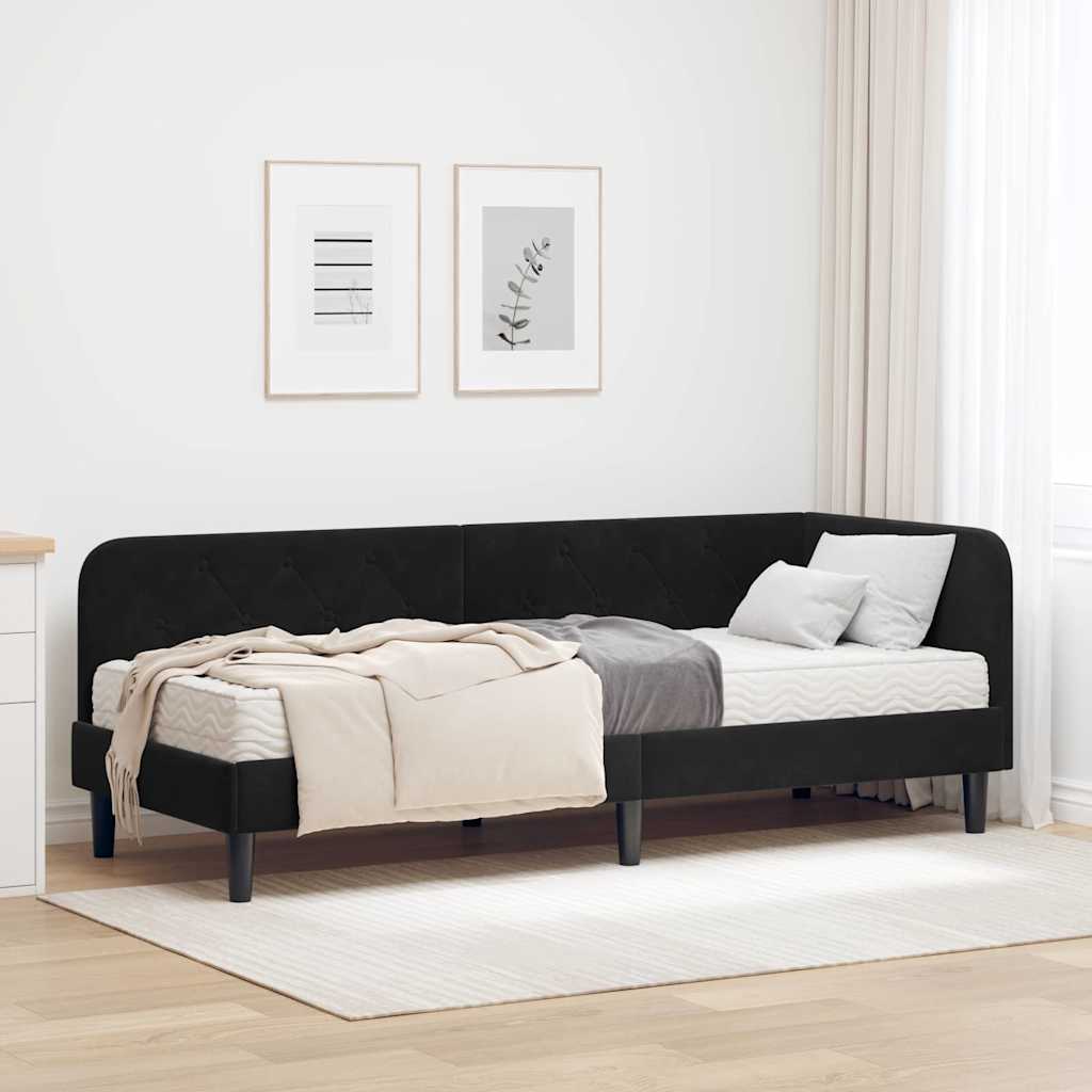 Estrutura de Cama de Canto Amarela 100 x 200 cm Veludo