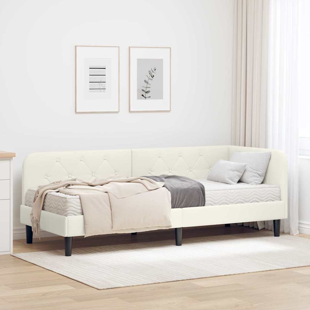 Estrutura de Cama de Canto Amarela 100 x 200 cm Veludo