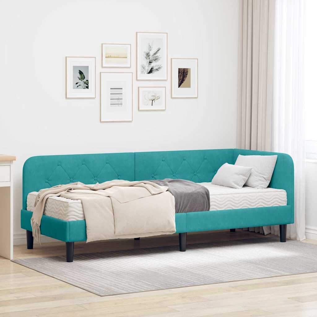 Estrutura de Cama de Canto Amarela 100 x 200 cm Veludo