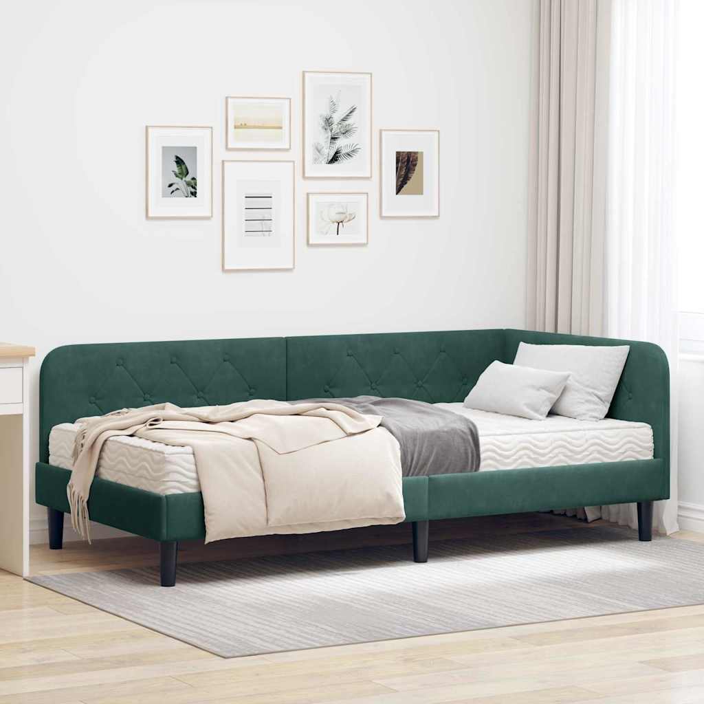 Estrutura de Cama de Canto Amarela 100 x 200 cm Veludo
