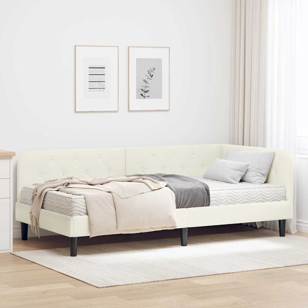 Estrutura de Cama de Canto Amarela 100 x 200 cm Veludo