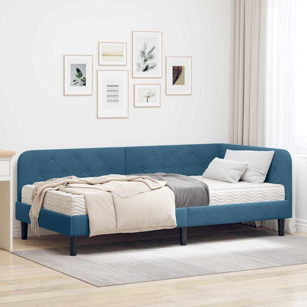 Estrutura de Cama de Canto Amarela 100 x 200 cm Veludo