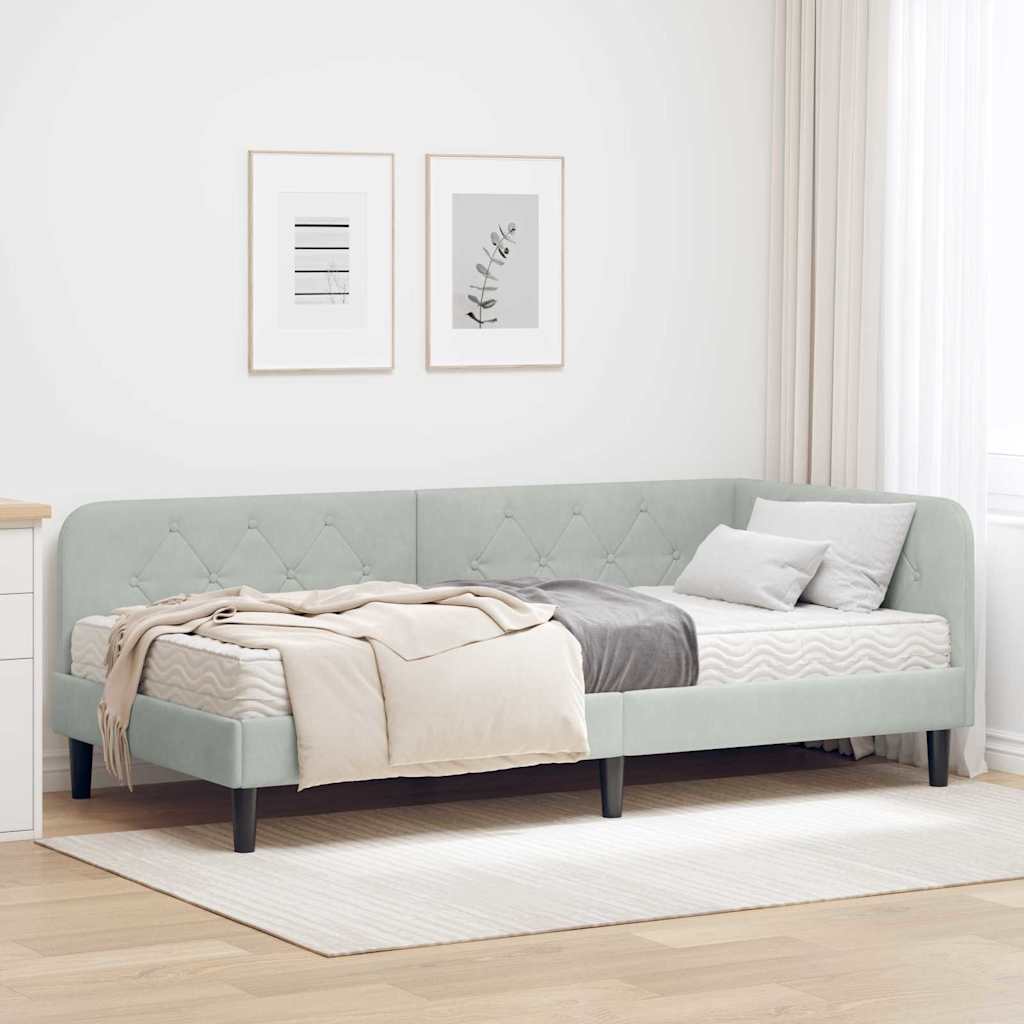 Estrutura de Cama de Canto Amarela 100 x 200 cm Veludo