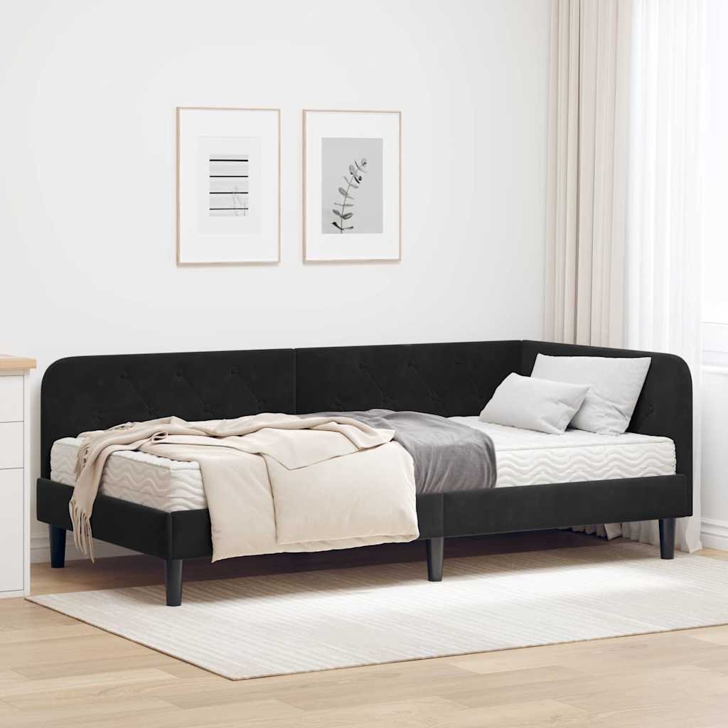 Estrutura de Cama de Canto Amarela 100 x 200 cm Veludo
