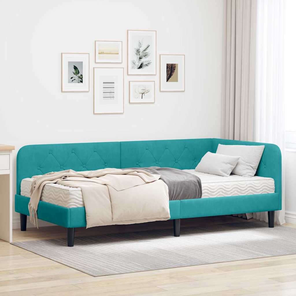 Estrutura de Cama de Canto Amarela 100 x 200 cm Veludo