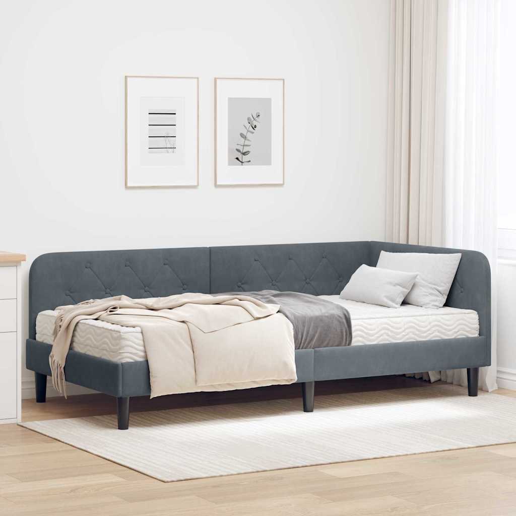 Estrutura de Cama de Canto Amarela 100 x 200 cm Veludo