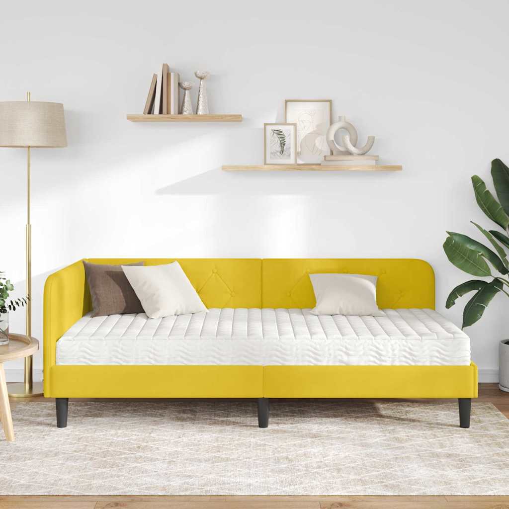 Estructura de cama en esquina Amarillo 100 x 200 cm Terciopelo