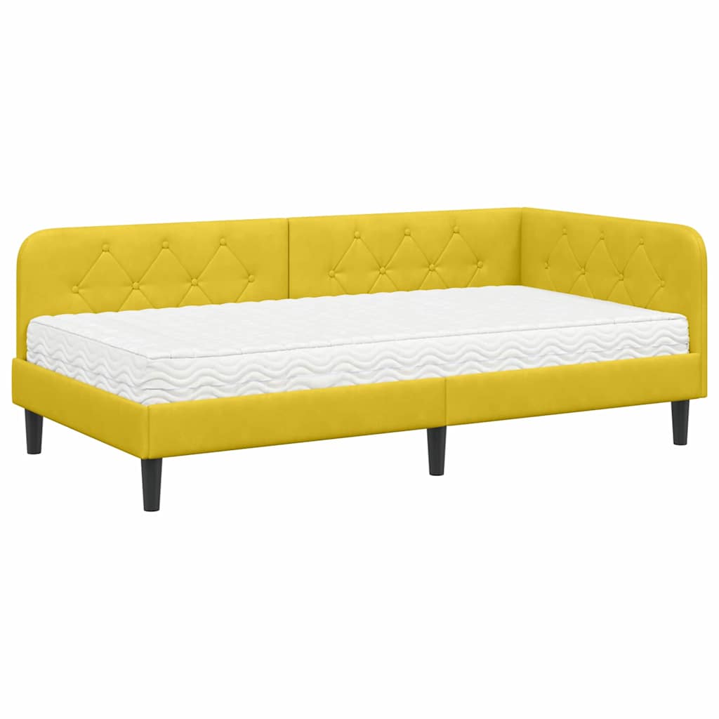 Estructura de cama en esquina Amarillo 100 x 200 cm Terciopelo