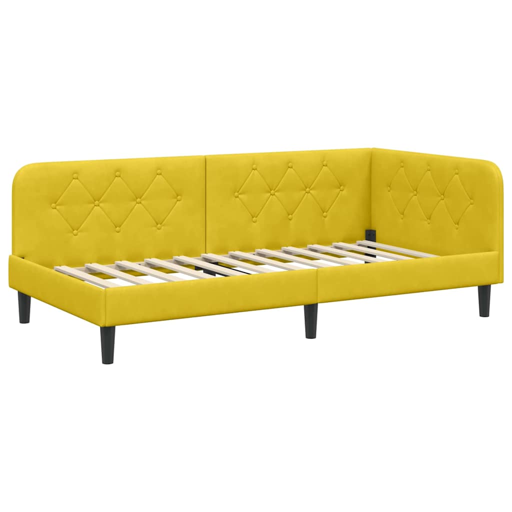 Estructura de cama en esquina Amarillo 100 x 200 cm Terciopelo