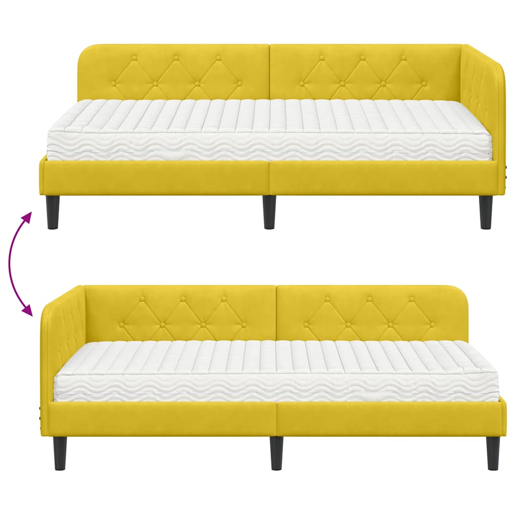 Estructura de cama en esquina Amarillo 100 x 200 cm Terciopelo