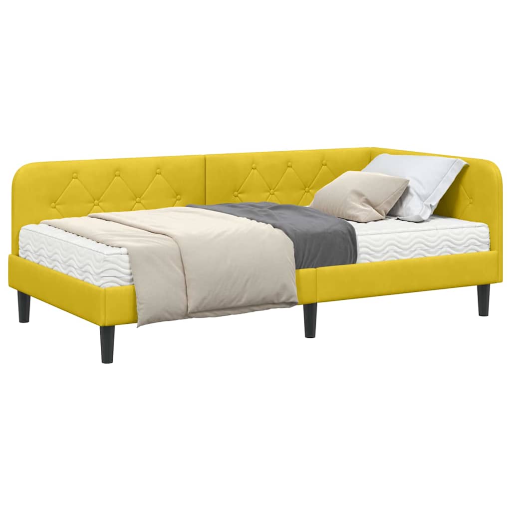 Estructura de cama en esquina Amarillo 100 x 200 cm Terciopelo