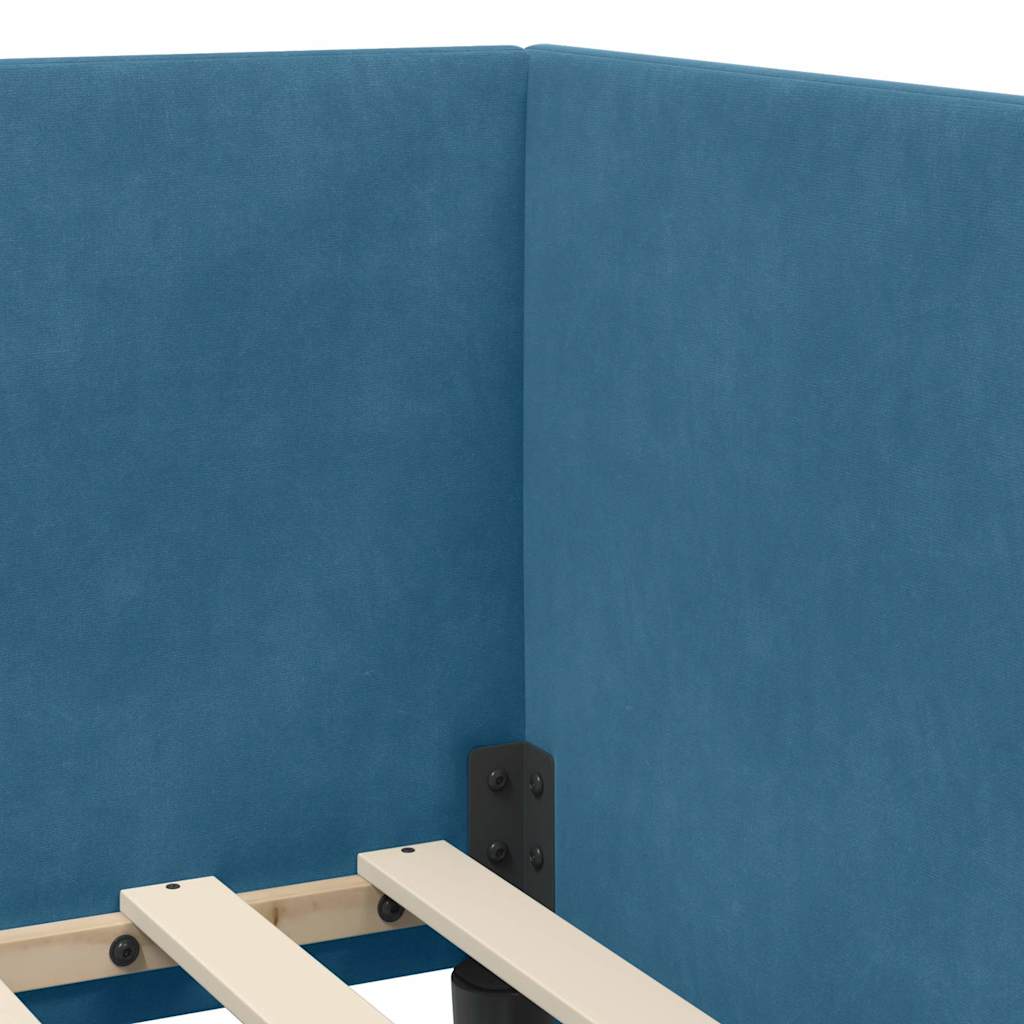 Estructura de Cama Esquina con Colchón 2 pcs Azul Terciopelo