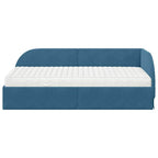Estructura de Cama Esquina con Colchón 2 pcs Azul Terciopelo