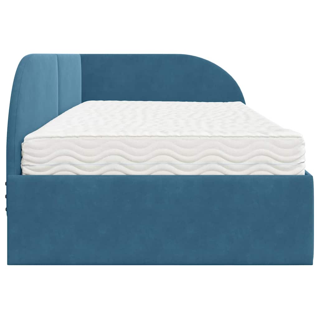 Estructura de Cama Esquina con Colchón 2 pcs Azul Terciopelo