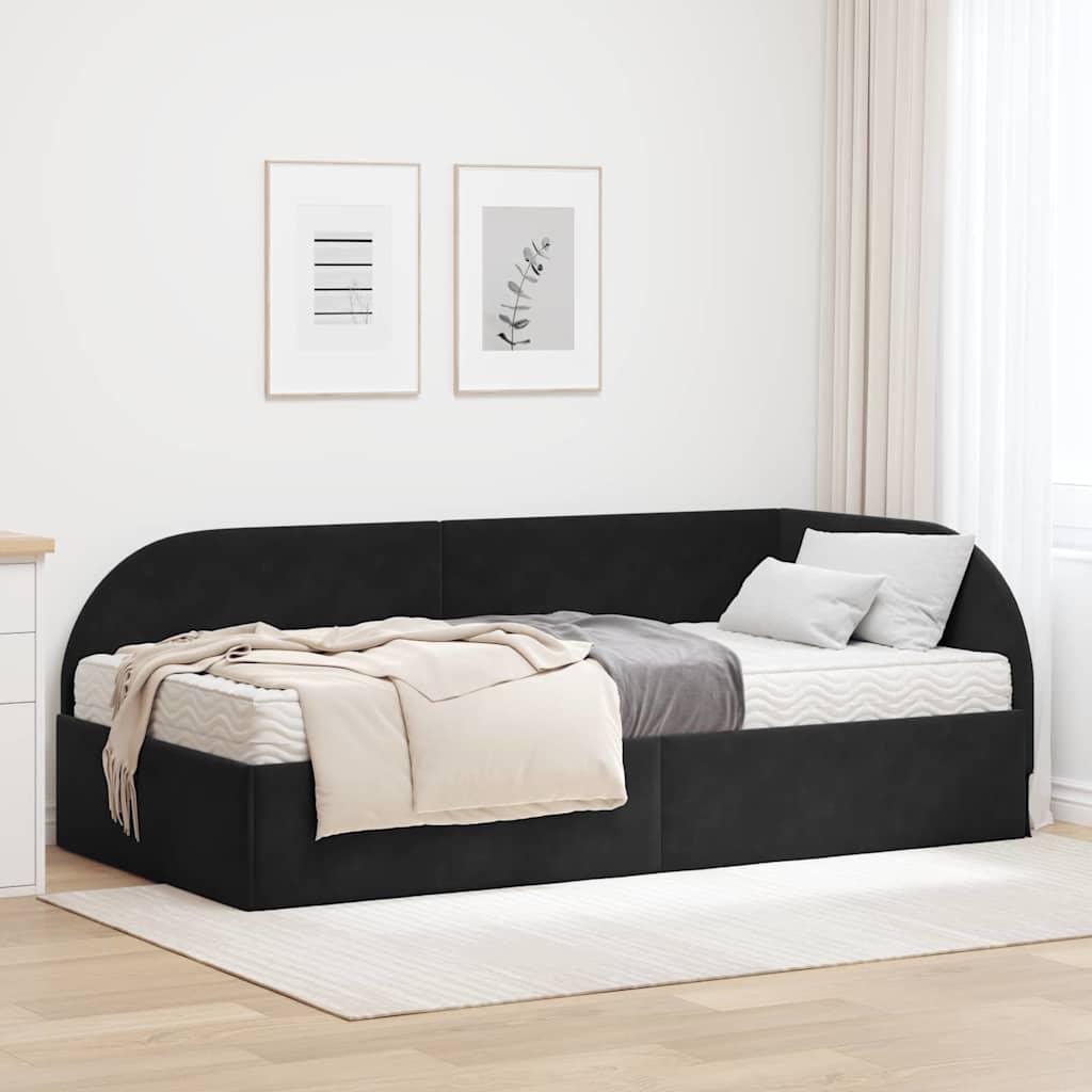 Corner Bed Frame with Mattress 2 pcs Blue Velvet