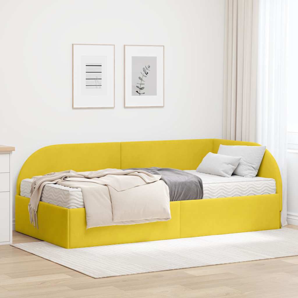 Corner Bed Frame with Mattress 2 pcs Blue Velvet