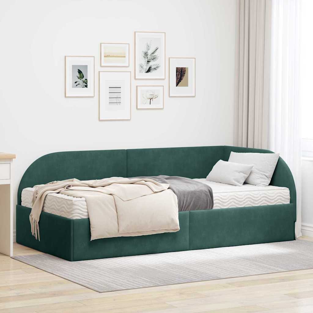 Corner Bed Frame with Mattress 2 pcs Blue Velvet