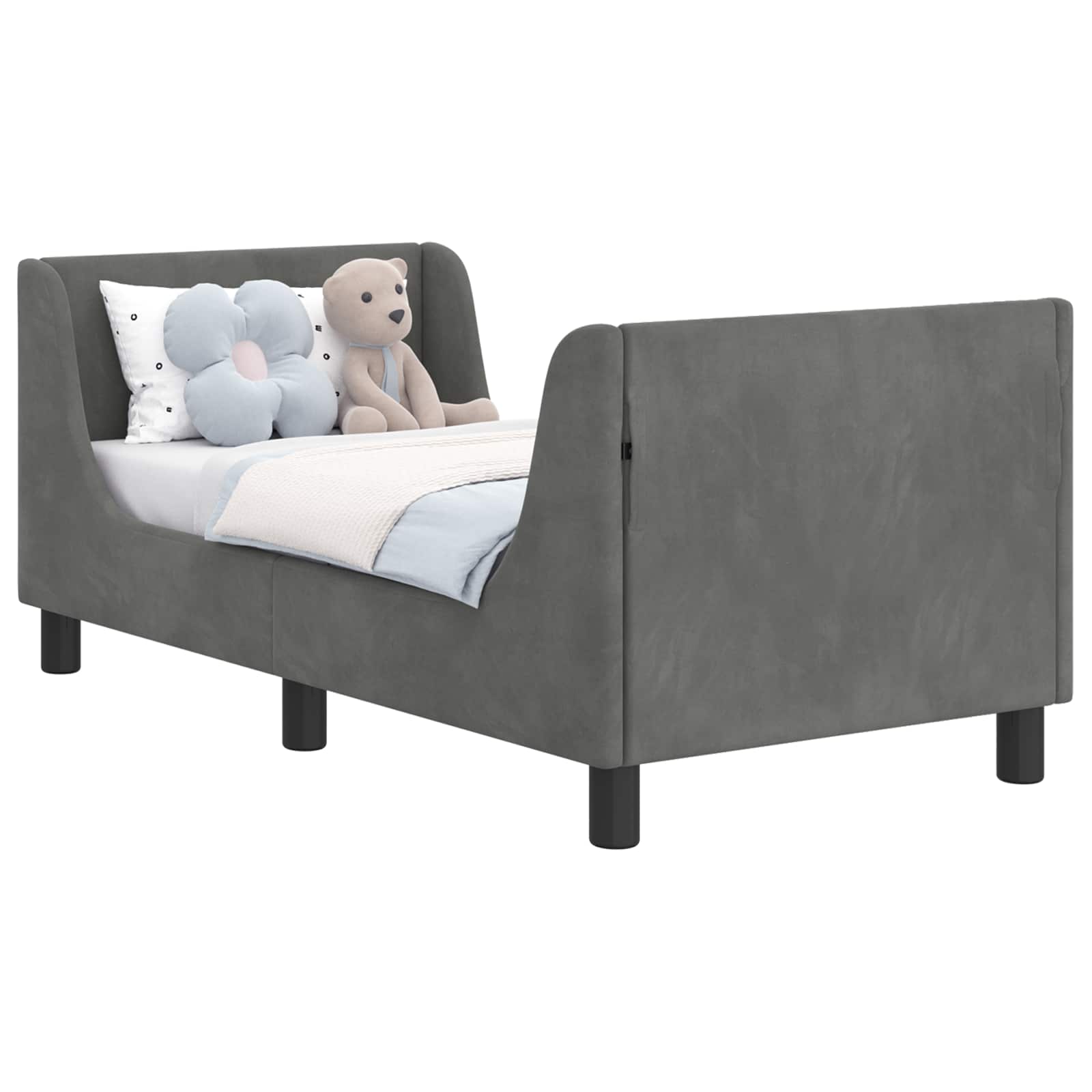 Estructura de cama para niños pequeños con cabecera Gris oscuro