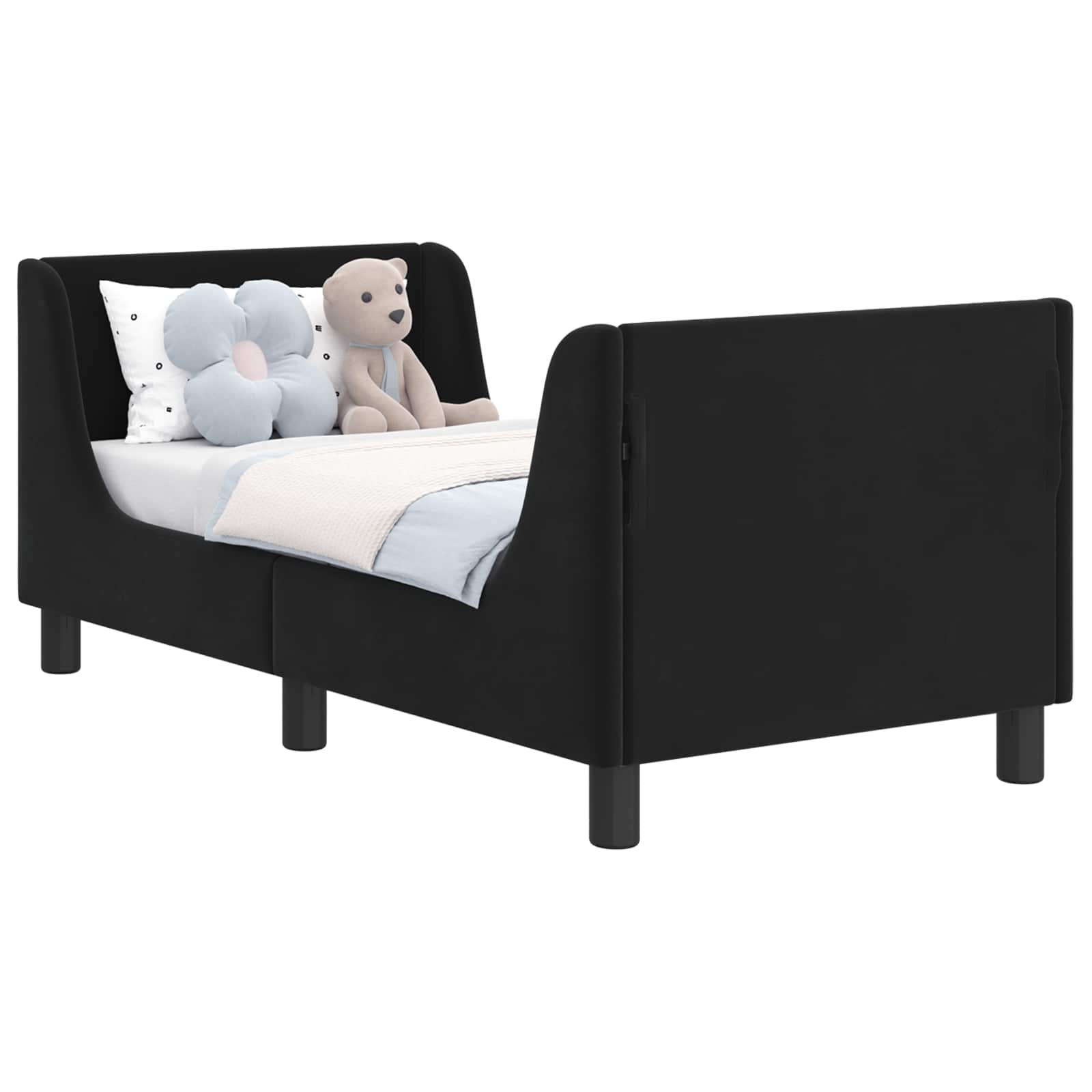 Estructura de cama para niños pequeños con cabecera Negro