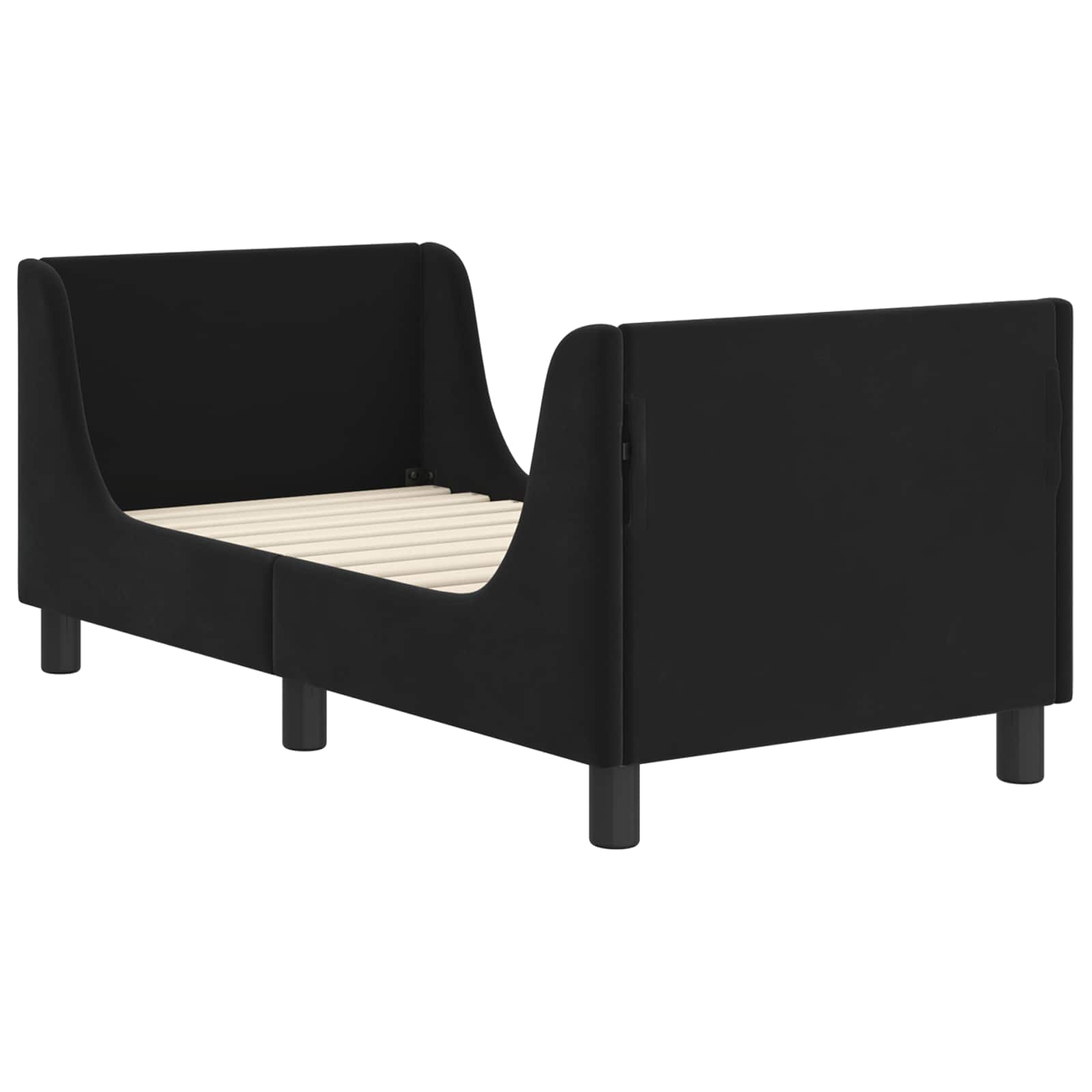 Estructura de cama para niños pequeños con cabecera Negro