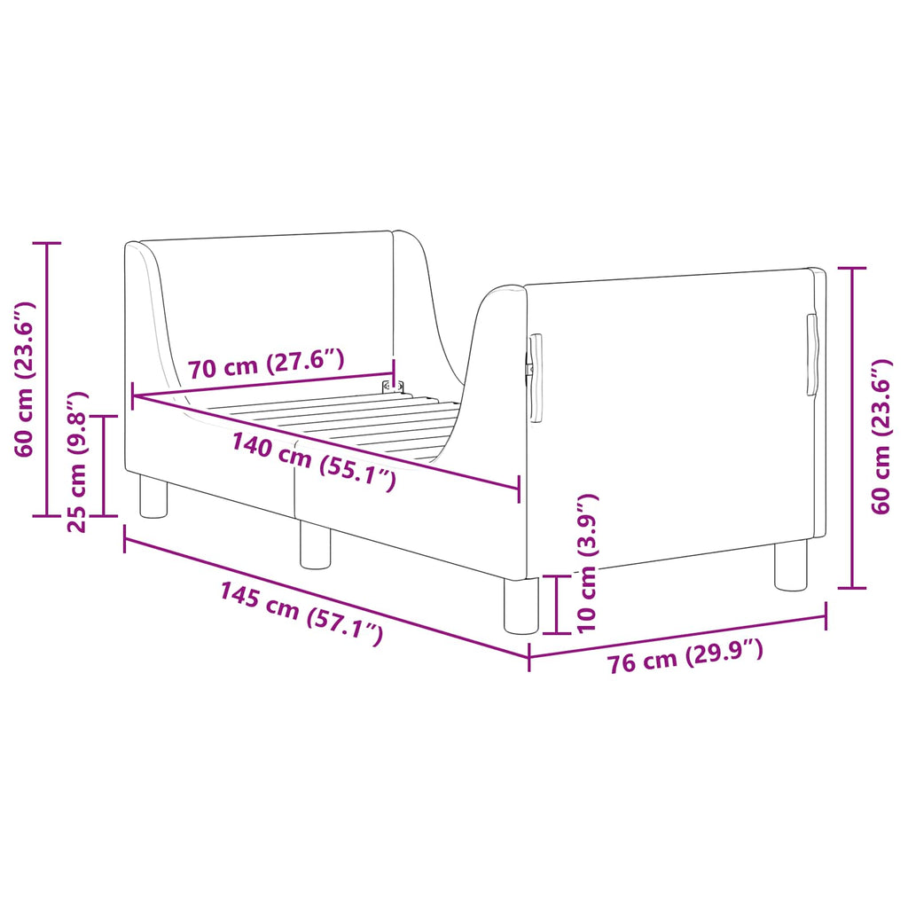 Estructura de cama para niños pequeños con cabecera Rosa