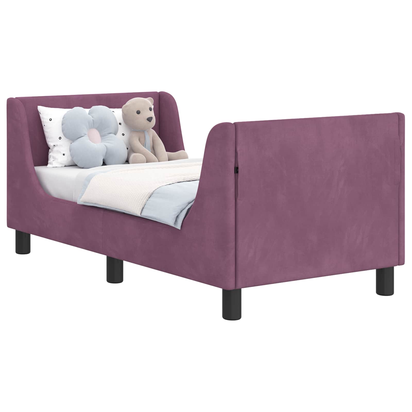 Estructura de cama para niños pequeños con cabecera Morado
