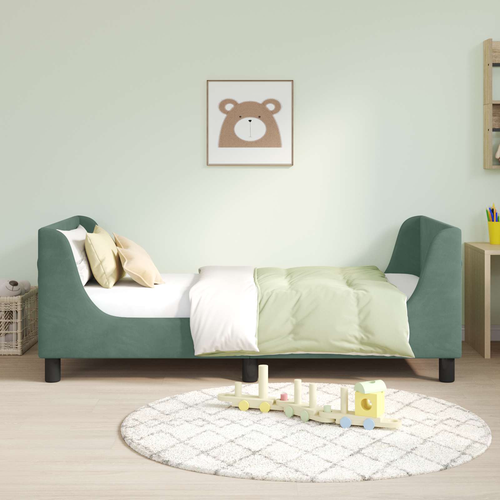 Cama para niños con cabecero Verde Mar 80 x 160 cm Terciopelo