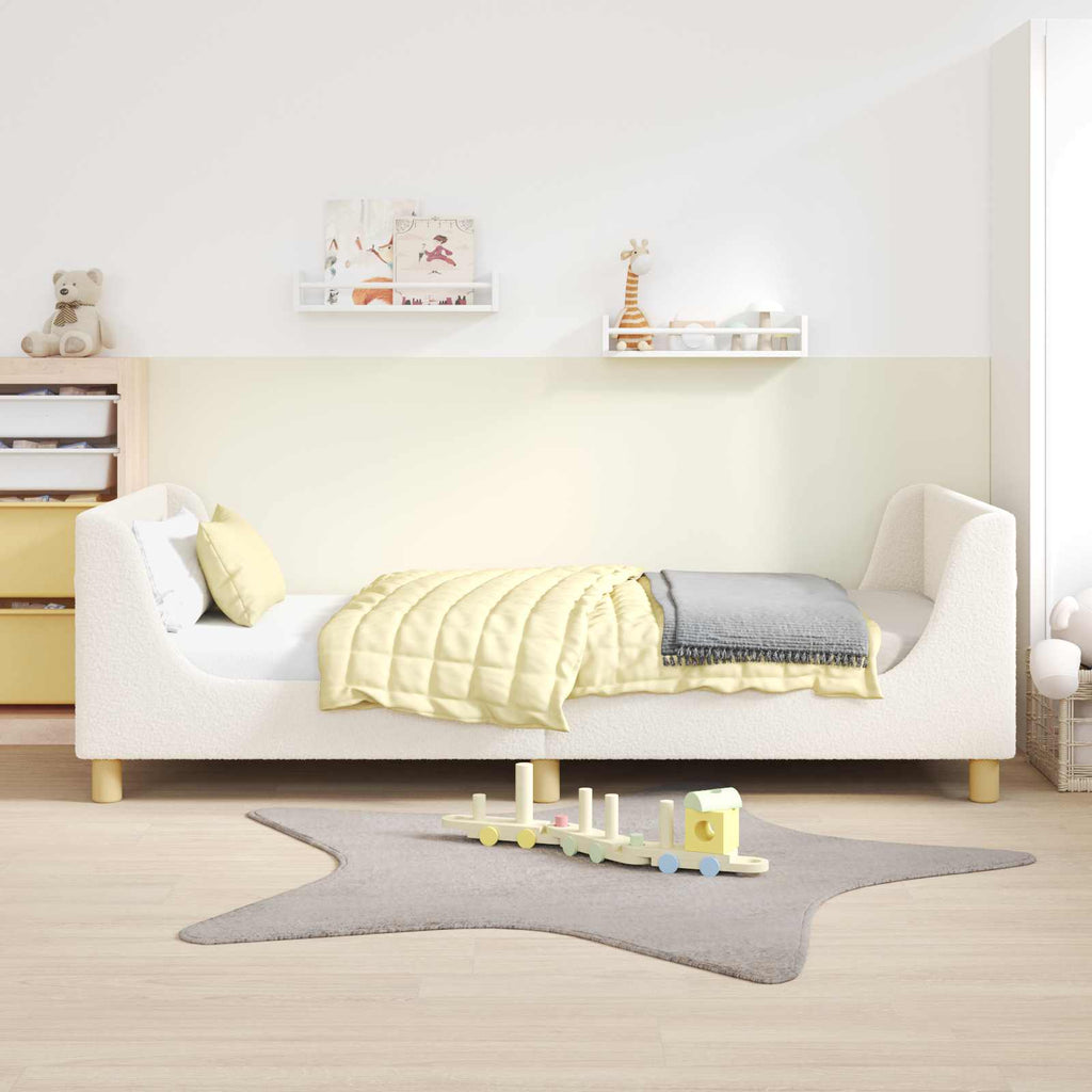 Cama para niños con cabecero Crema 80 x 200 cm Bouclé