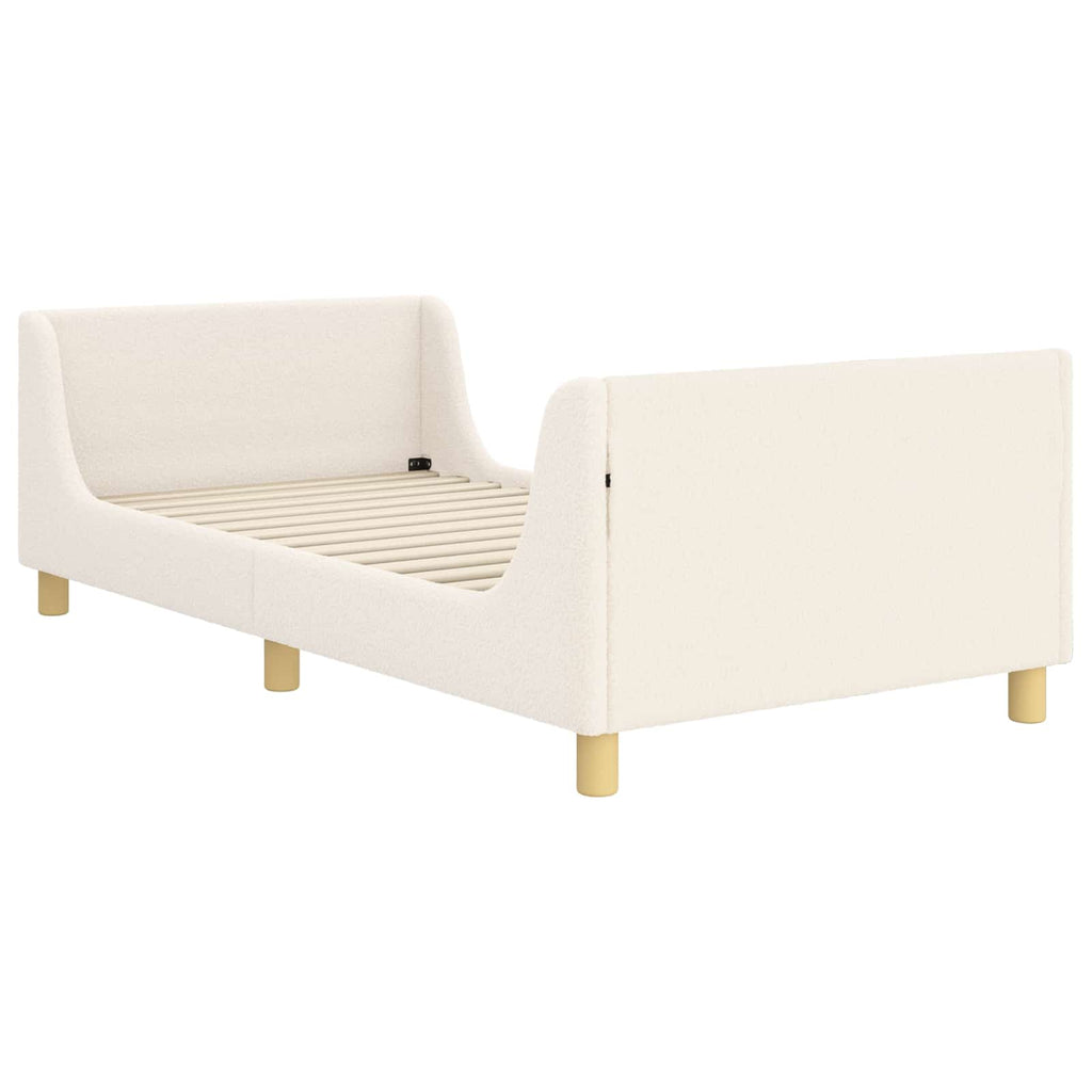 Cama para niños con cabecero Crema 80 x 200 cm Bouclé