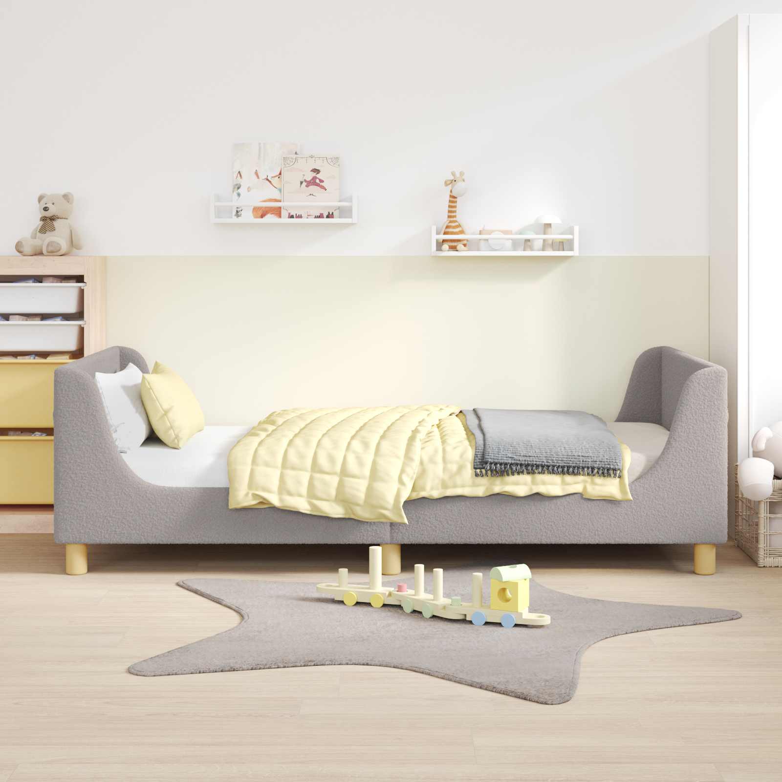 Kids Bed Cream 80 x 200 cm Bouclé Headboard
