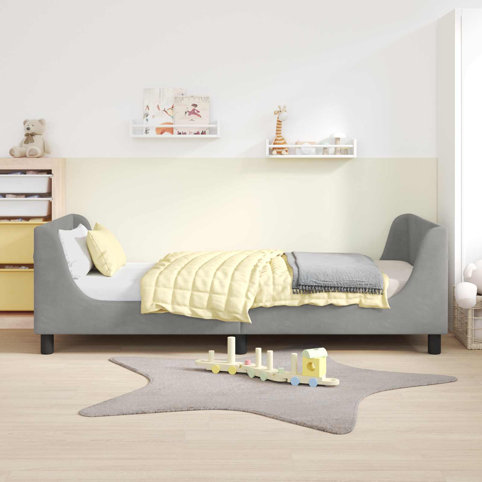 Cama para niños con cabecero Gris Claro 80 x 200 cm Terciopelo