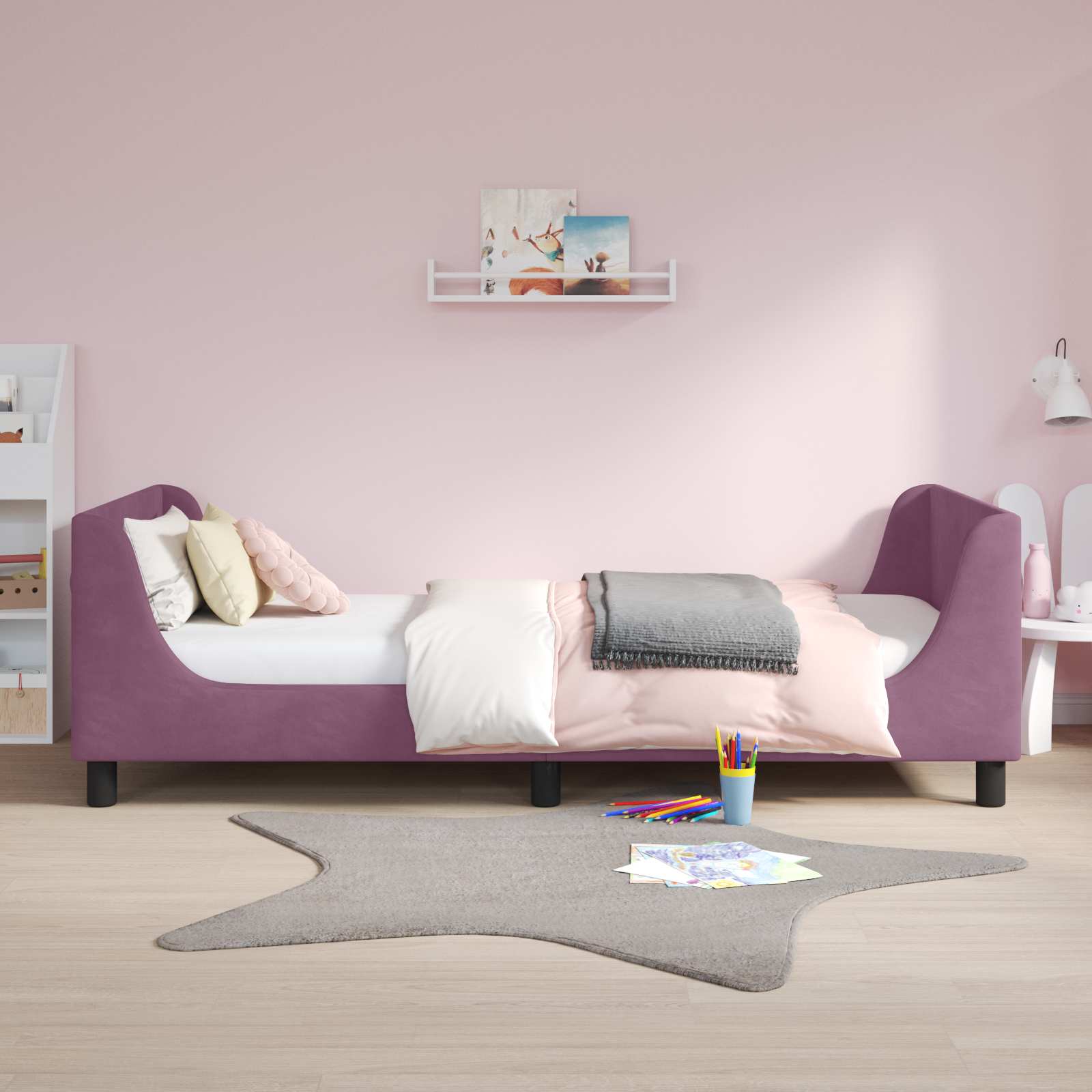 Cama para niños con cabecero Morado 80 x 200 cm Terciopelo