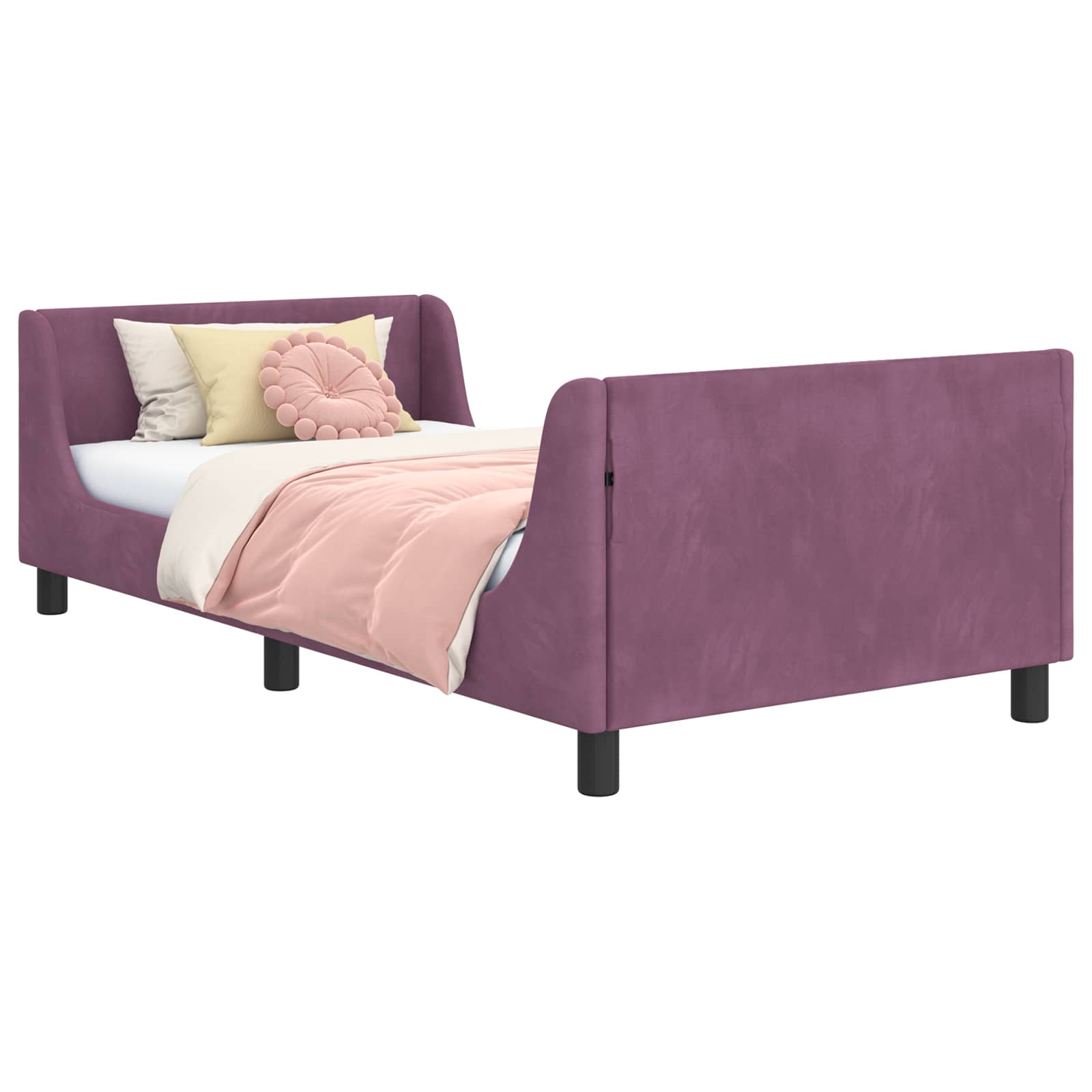 Cama para niños con cabecero Morado 80 x 200 cm Terciopelo