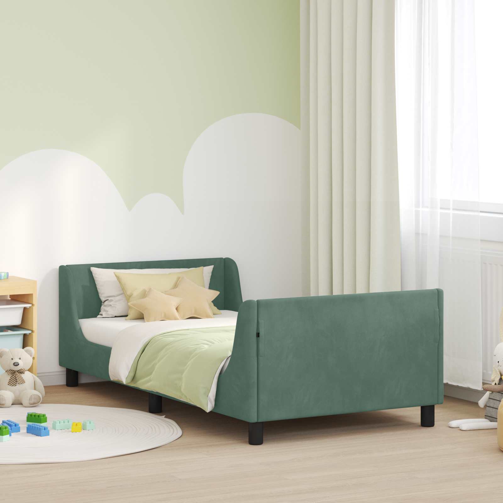 Cama para niños con cabecero Verde Mar 80 x 200 cm Terciopelo