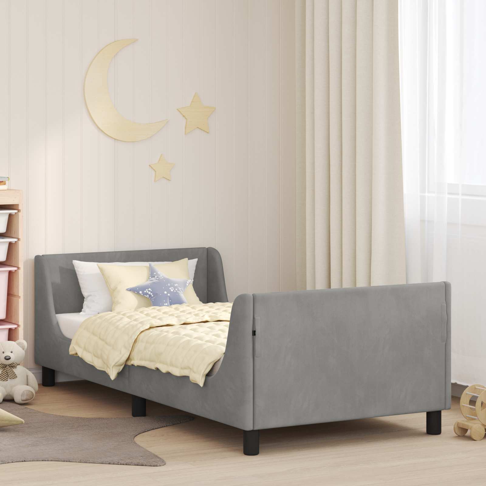 Cama para niños con cabecero Gris Claro 90 x 190 cm Terciopelo