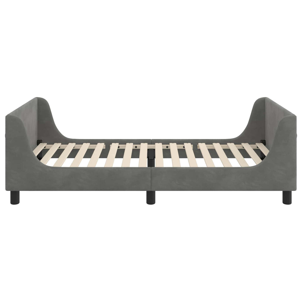 Cama para niños con cabecero Gris oscuro 90 x 190 cm Terciopelo