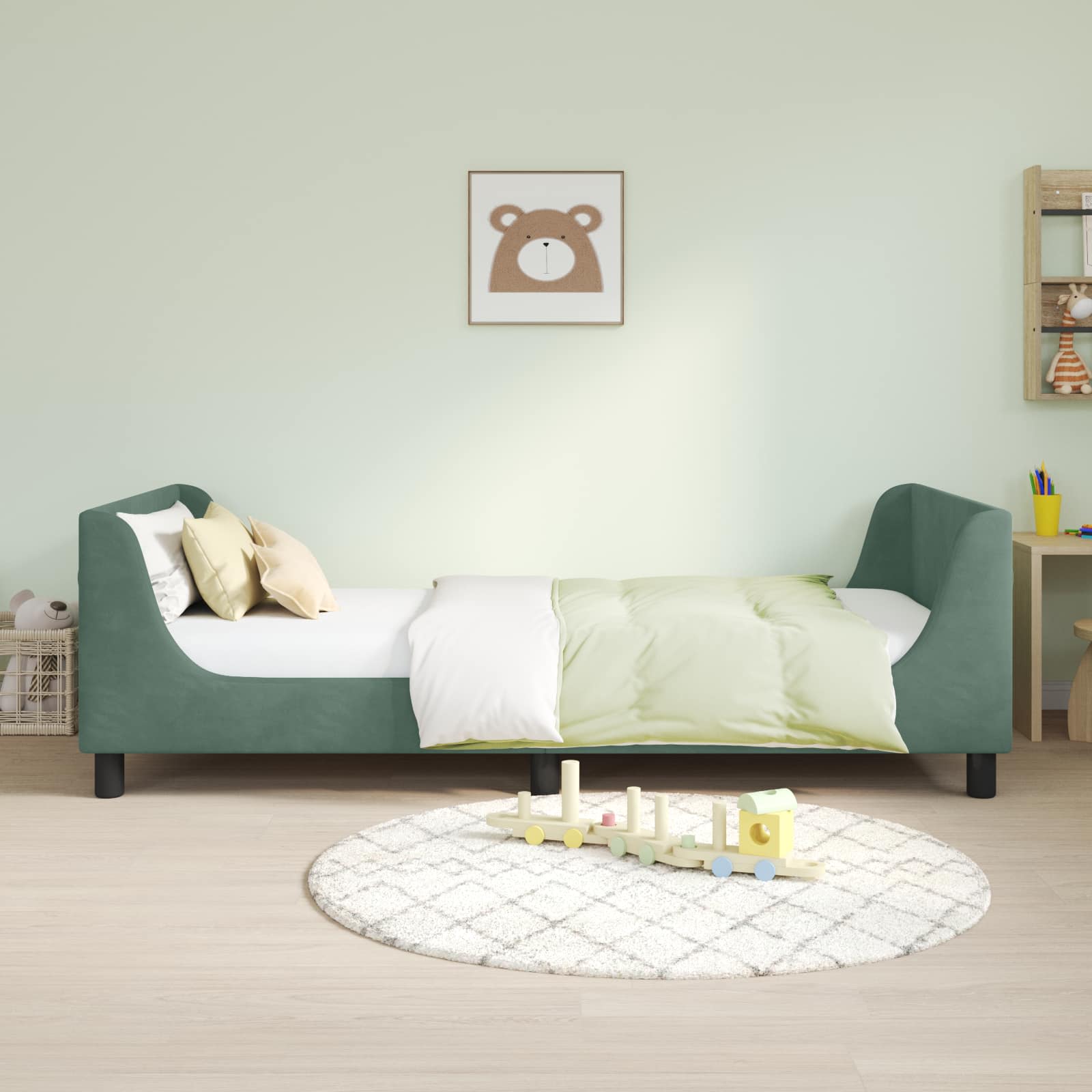 Cama para niños con cabecero Verde Mar 90 x 190 cm Terciopelo