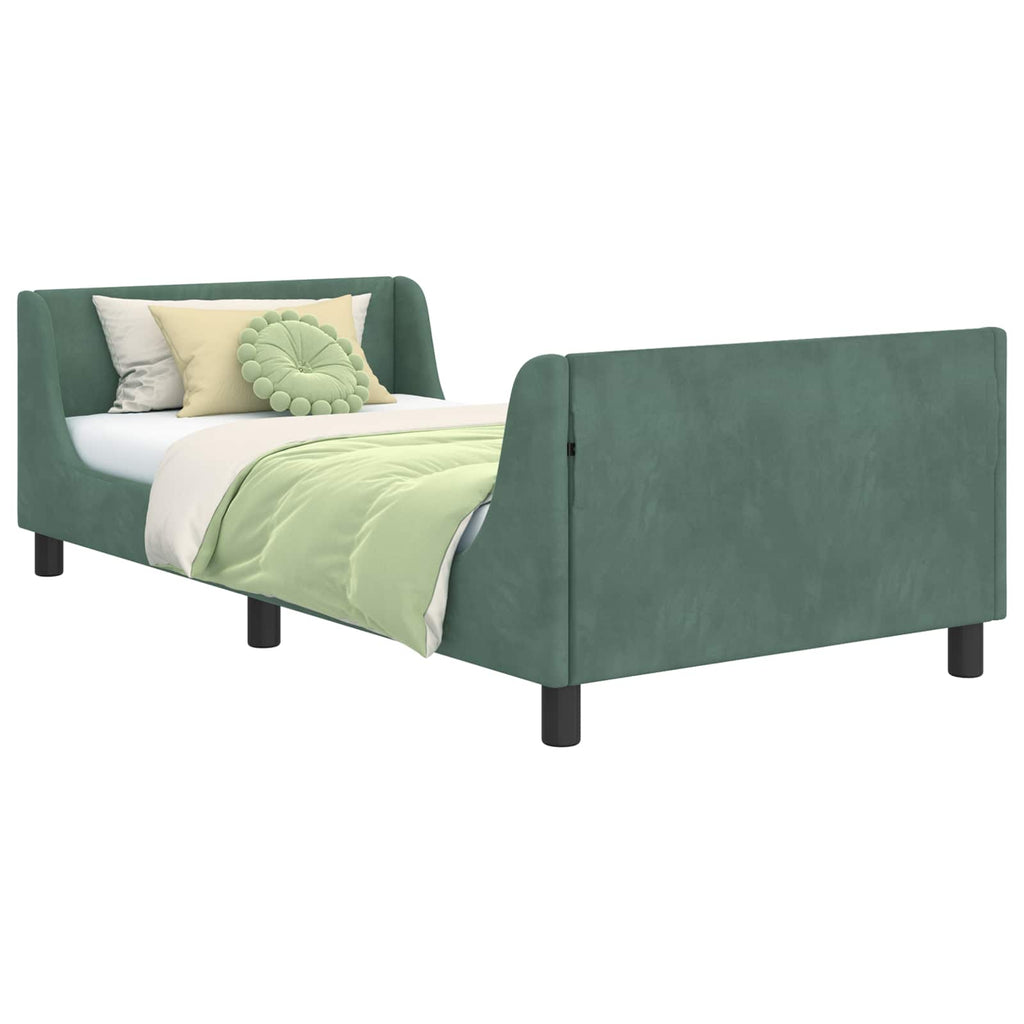 Cama para niños con cabecero Verde Mar 90 x 190 cm Terciopelo