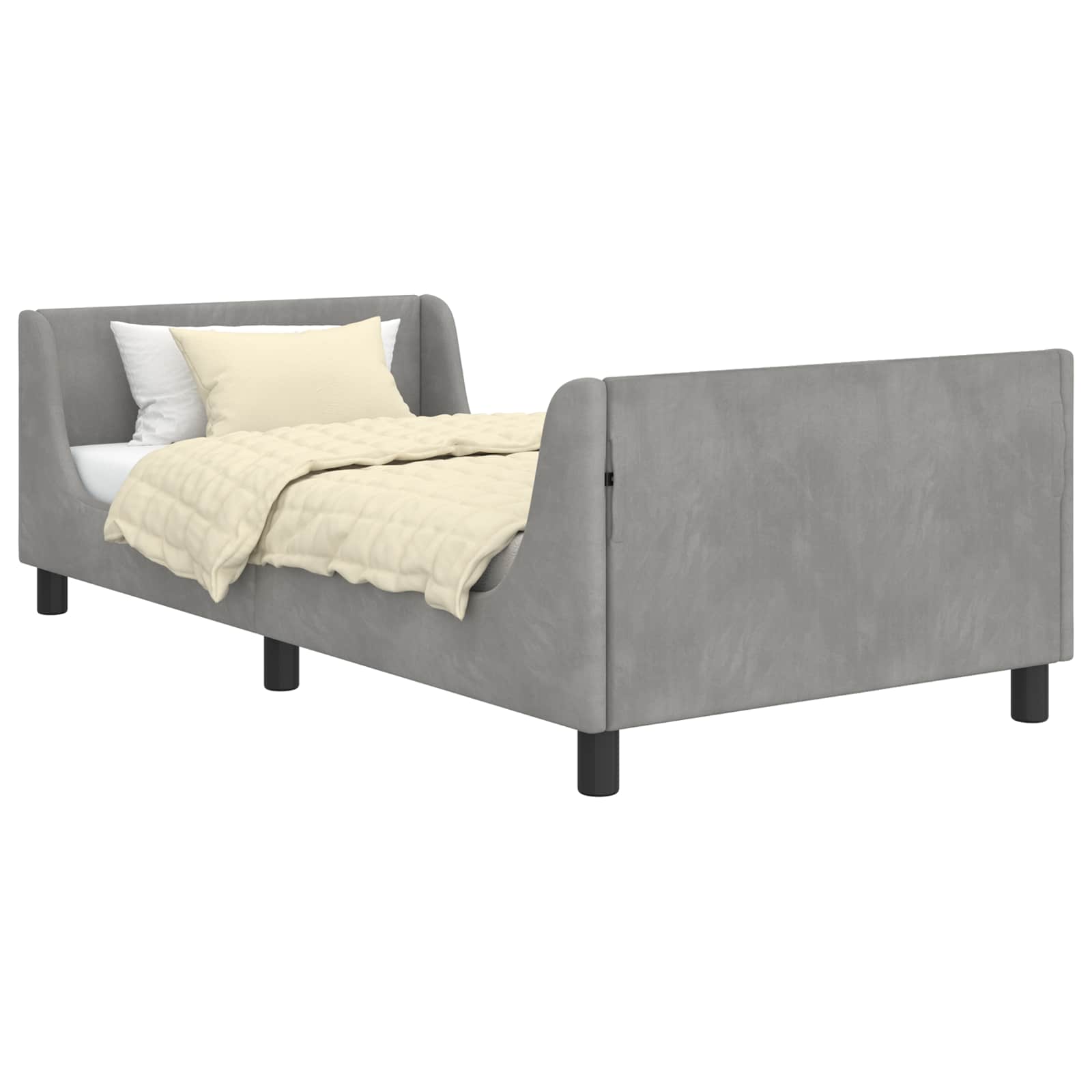 Cama para niños con cabecero Gris Claro 90 x 200 cm Terciopelo