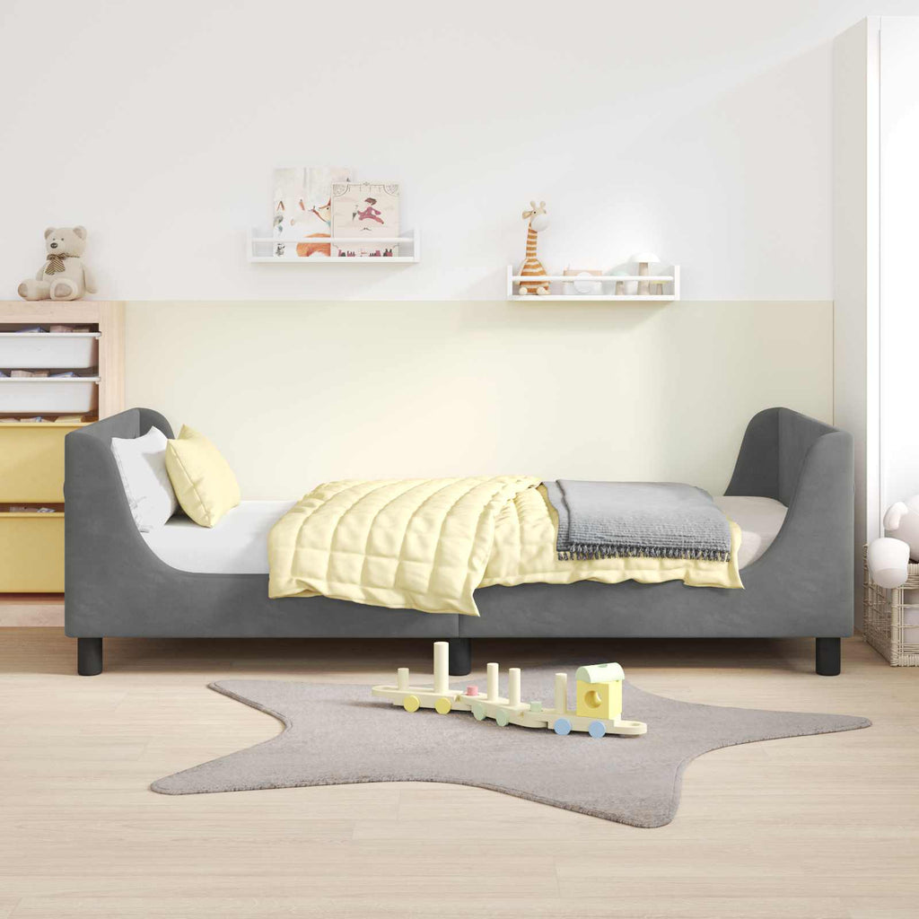Cama para niños con cabecero Gris oscuro 90 x 200 cm Terciopelo